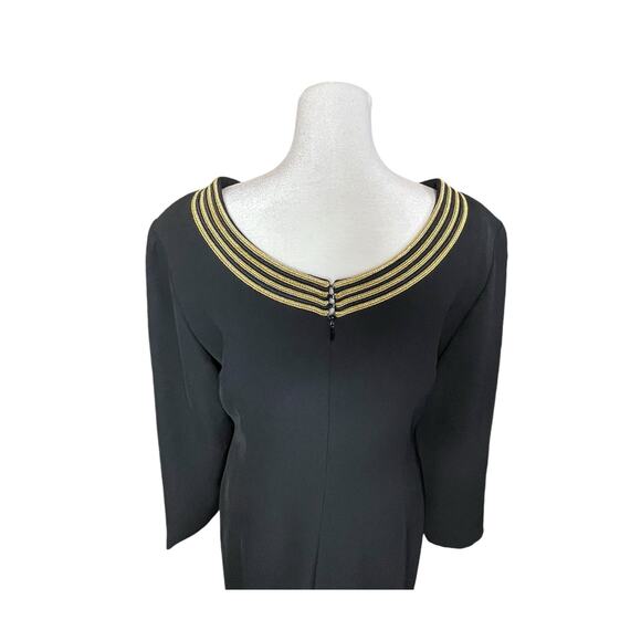 Bloomingdales Womens Long Sleeve Scoop Neck Dress Black Gold 8P Nautical Vintage - Picture 6 of 12